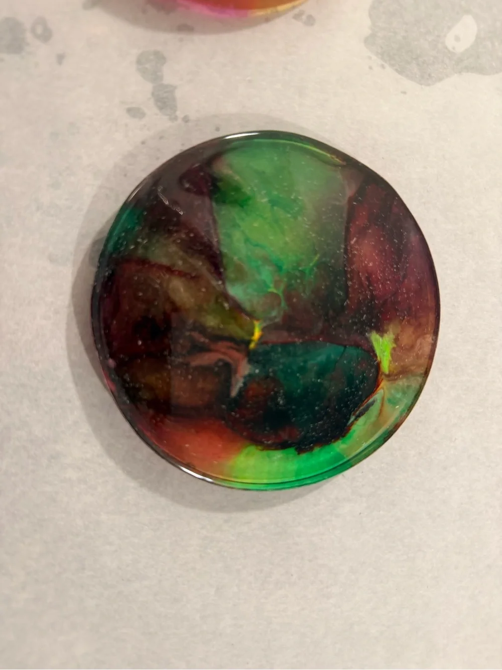 Set of 3 Hand-Poured Round Resin Coasters - Blue, Orange, Green